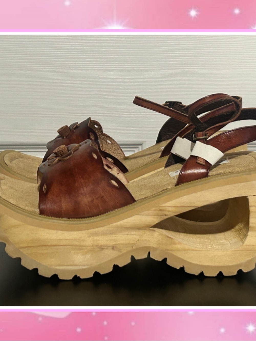 Vintage 90s y2k Chunky Wooden Platform Wedges - Picture 4 of 5